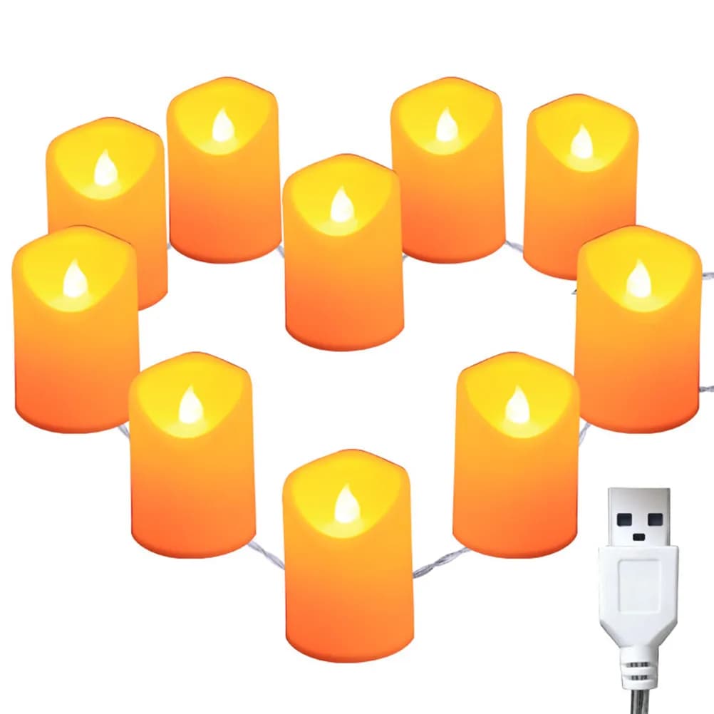 10 LED Glitter String Lights 1.5m Flameless Smokeless Safe for Kids Pets USB Powered LED Electronic Lamp Party
