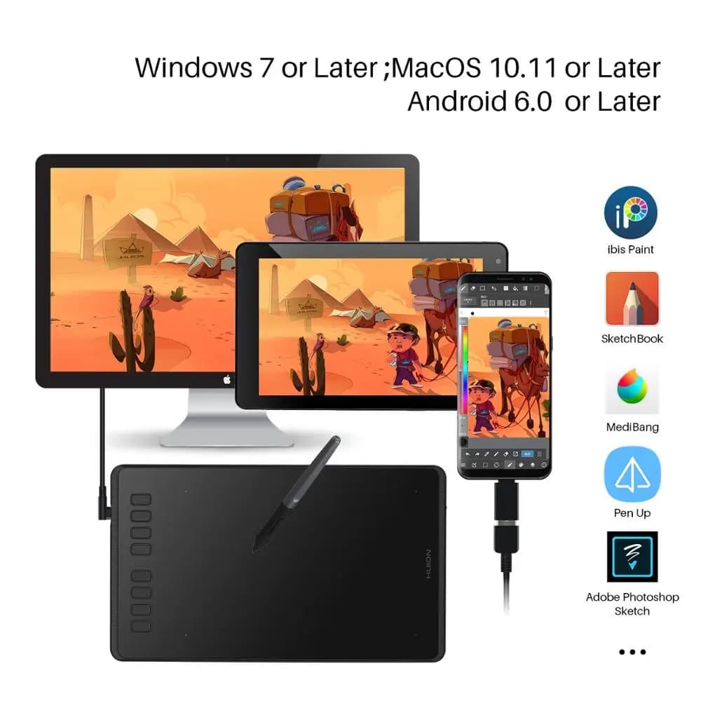 NEWH950P 8192levels Phone Pc Suuport USB Portable Tilt Cheap Animation Design Graphic Digital Pen Drawing Tablet