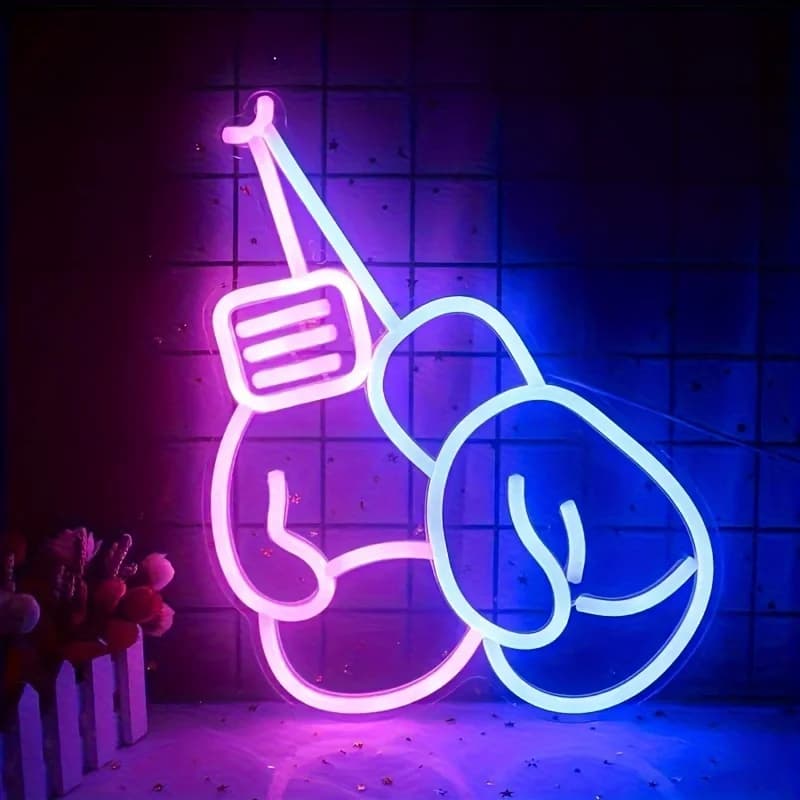 Colorful boxing gloves with LED neon light Neon Light Gym Decoration Living Room Game Maze Theme Day Birthday Gift