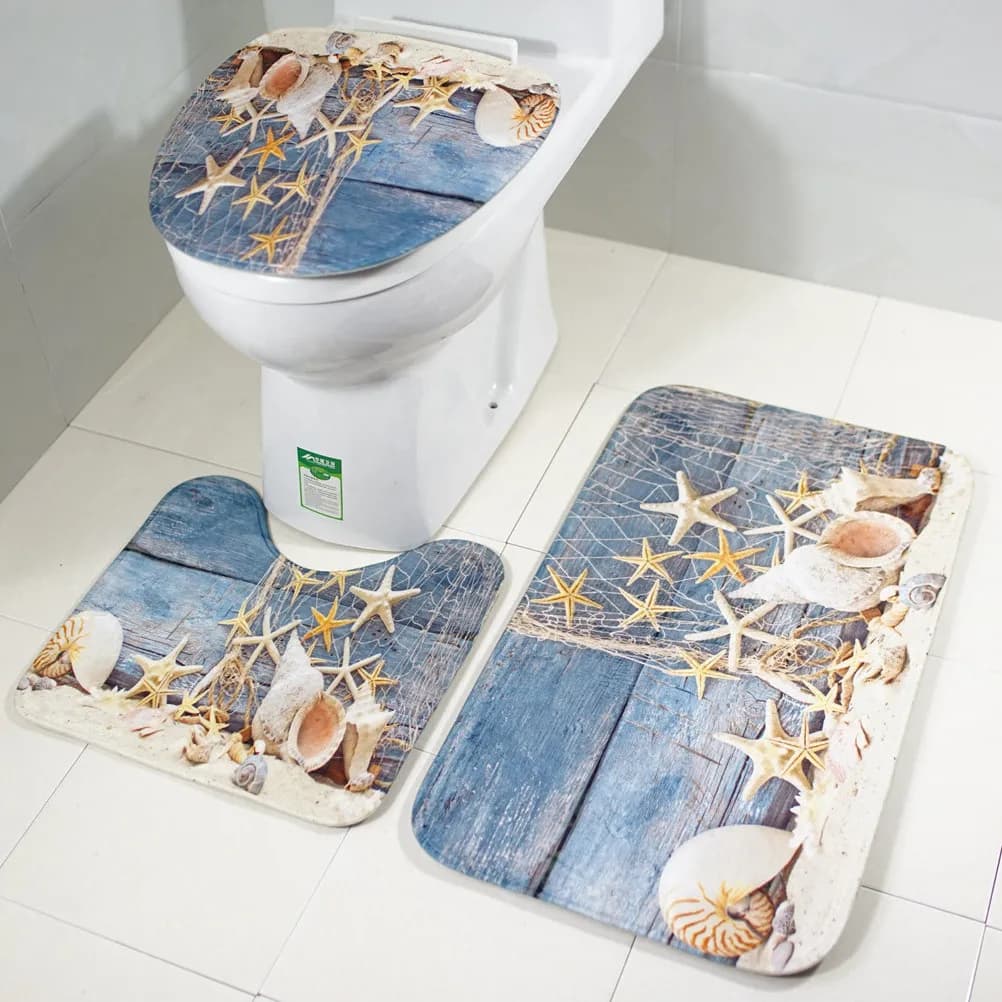 Set di 3 Tappetini da Bagno Antiscivolo Lavabili, Tappeti Moderni Assorbenti per Bagno