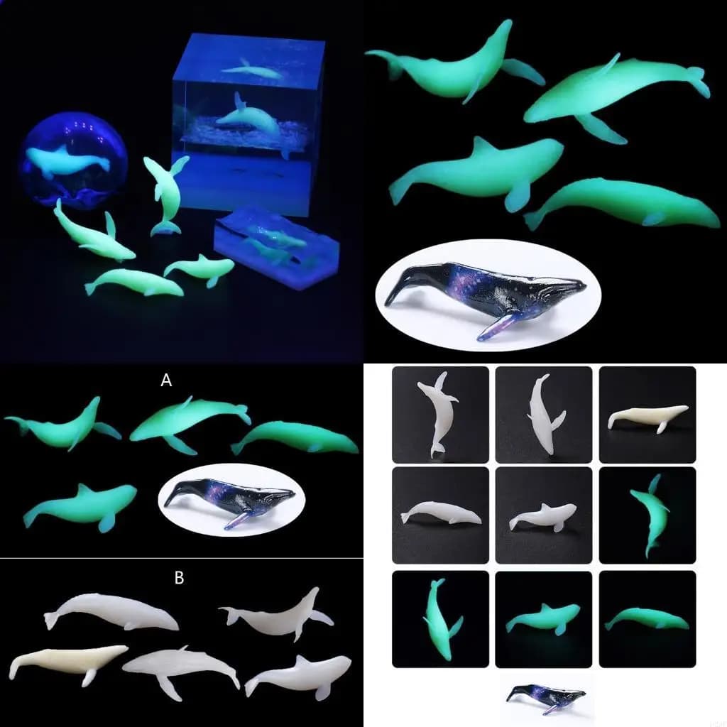 5Pcs Modeling Resin Mold Ocean Luminous Whale Fillers Resin Art Craft