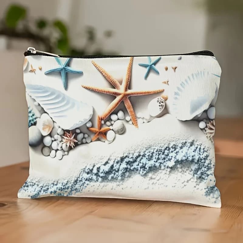 Una borsa per il trucco a tema oceano: simpatica custodia multifunzionale con cerniera per donna, borsa per riporre gioielli