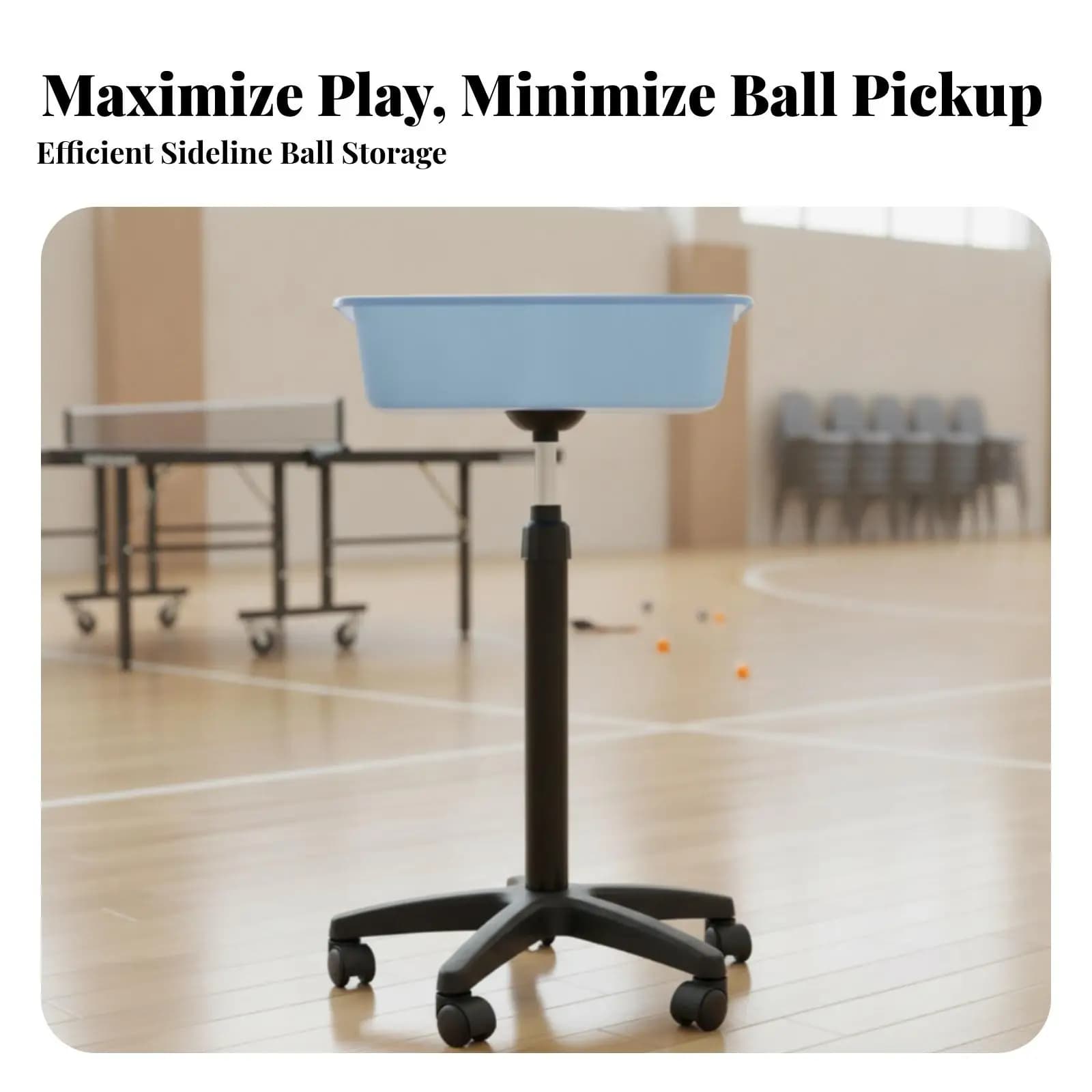 Versatile Table Tennis Ball Pickup Basket with Wheeled Base for Training Center Use