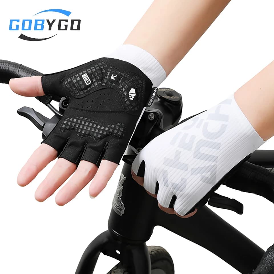 Guanti da ciclismo GOBYGO sottili, traspiranti, antiscivolo, resistenti all'usura, ammortizzanti, a mezze dita, per ciclismo, escursionismo, pesca, sport all'aria aperta