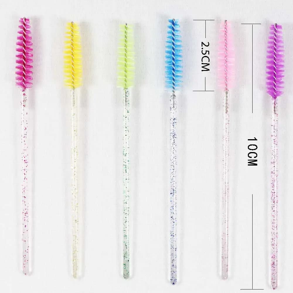 50 Pieces Extension Tools Eyelashes, Disposable Brushes for Eyelashes and Eyebrows with Crystal Handle, Mascara Applicator with Diamond Handle