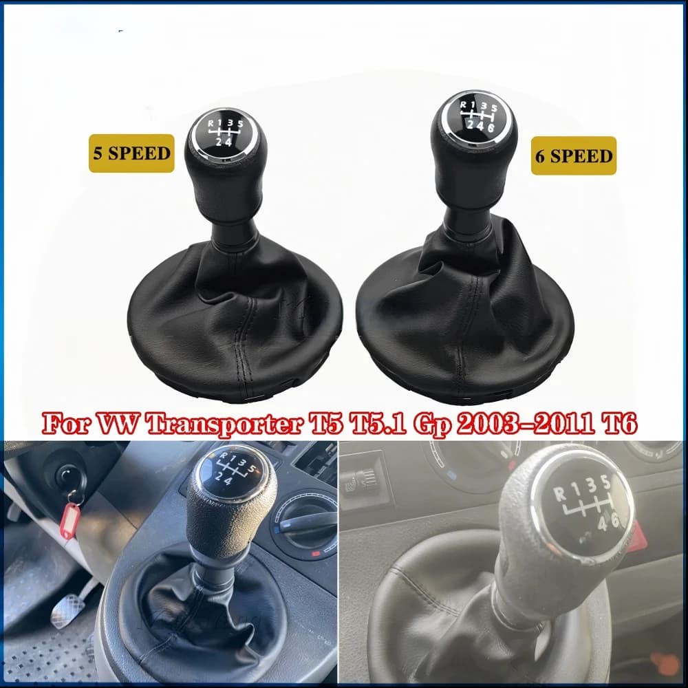 5/6 Speed Gear Shift Knob Lever Stick Boot For VW Transporter T5/T5.1/T6 2004 2005 2006 2007 2008 2009 2010 Car Accessories