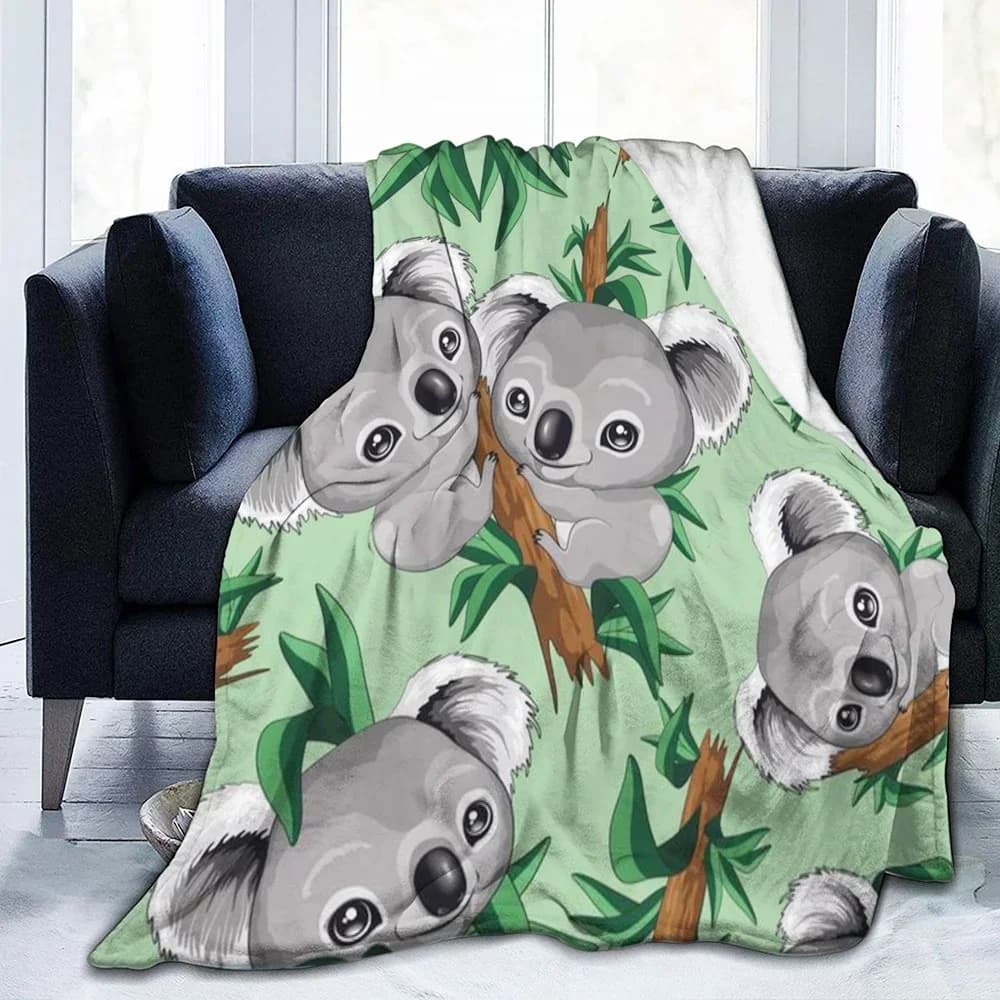 Simpatico Koala Pink Heart Theme Coperta in flanella per bambini Uomini Donne Morbide coperte e copriletti caldi per divano letto Viaggi Campeggio