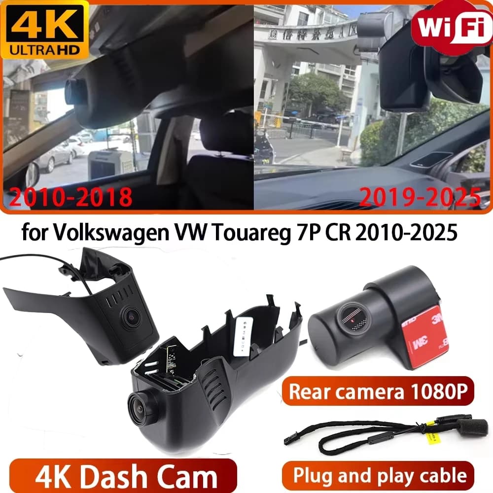 for Volkswagen VW Touareg 7P CR 2010-2025 Video Recorder 4K Lens DVR Dash Cam Wifi Camera 170° Wide Angle Loop Recording