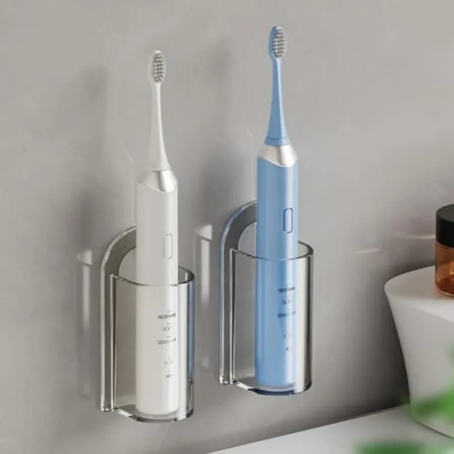 Supporti per Spazzolini Elettrici da Parete, Organizzatore Autoadesivo per Spazzolini Elettrici da Bagno, Salvaspazio