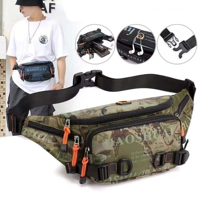 Marsupio Sportivo da Viaggio per Corsa e Fitness, Borsa a Tracolla Impermeabile in Nylon Multiuso per Uomo