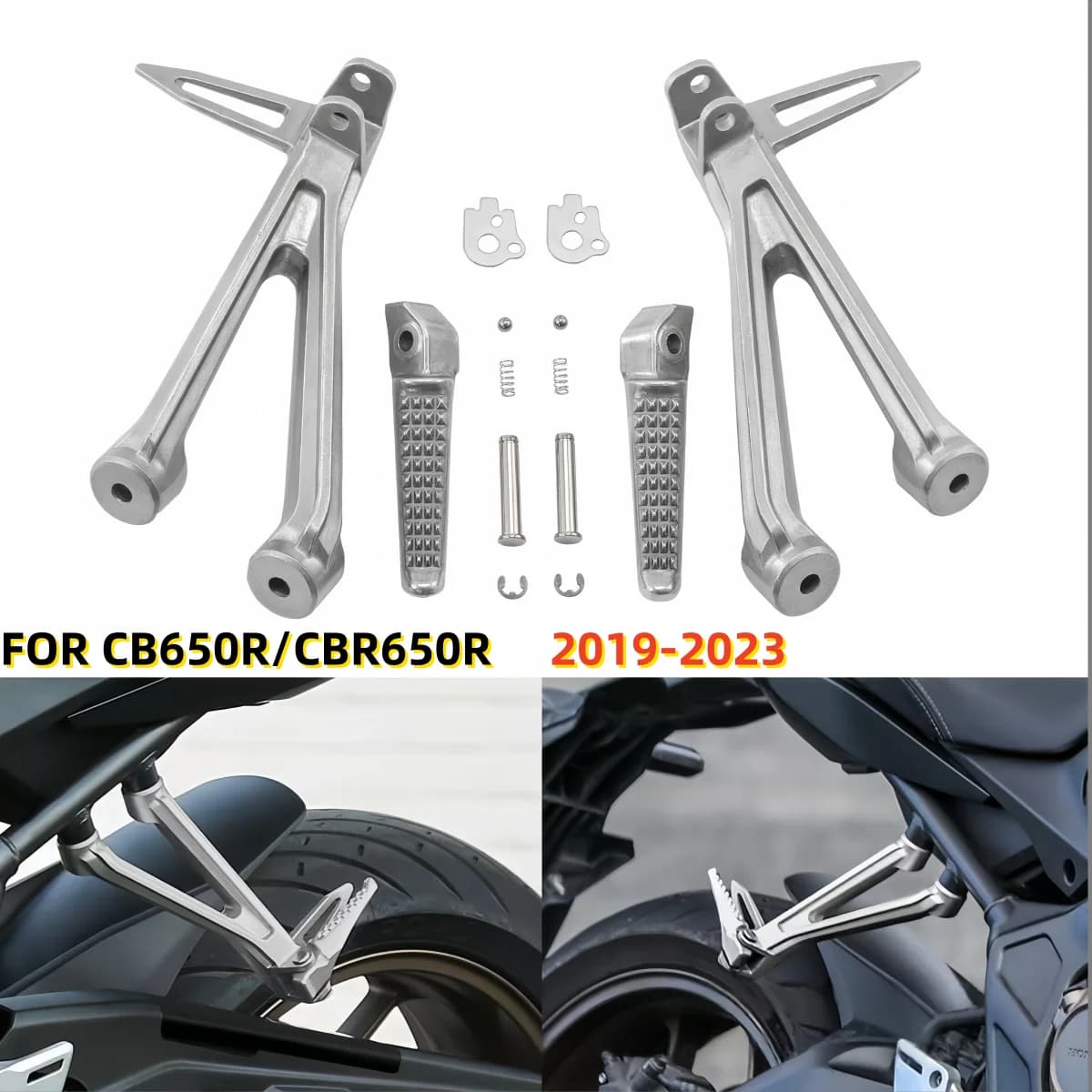 Set di Pedane Poggiapiedi per Passeggero Moto per Honda CB650R CBR650R 2019-2023