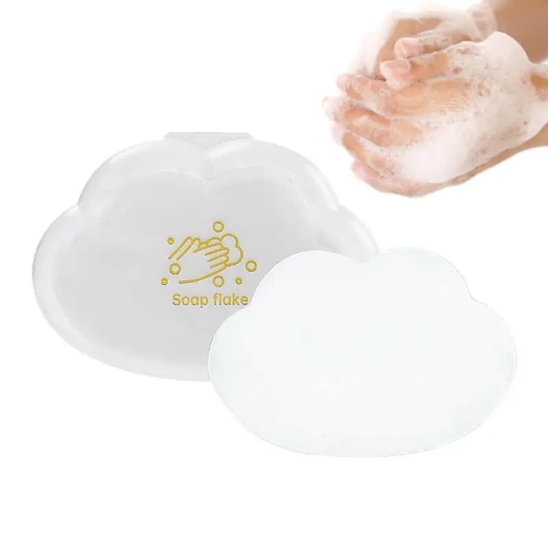 Fogli di sapone da viaggio Fiocchi di sapone nuvola carta portatile per lavaggio a mano mini compresse di sapone Carta di sapone per uso esterno e in bagno