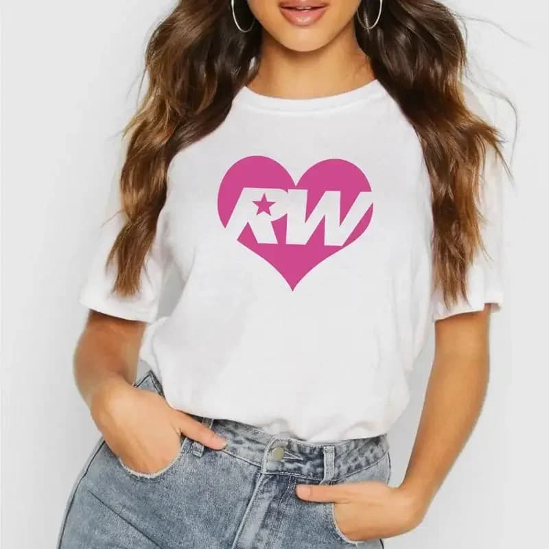 Robbie Williams T Shirt white Inspired RW Heart pink print 2025 Tour