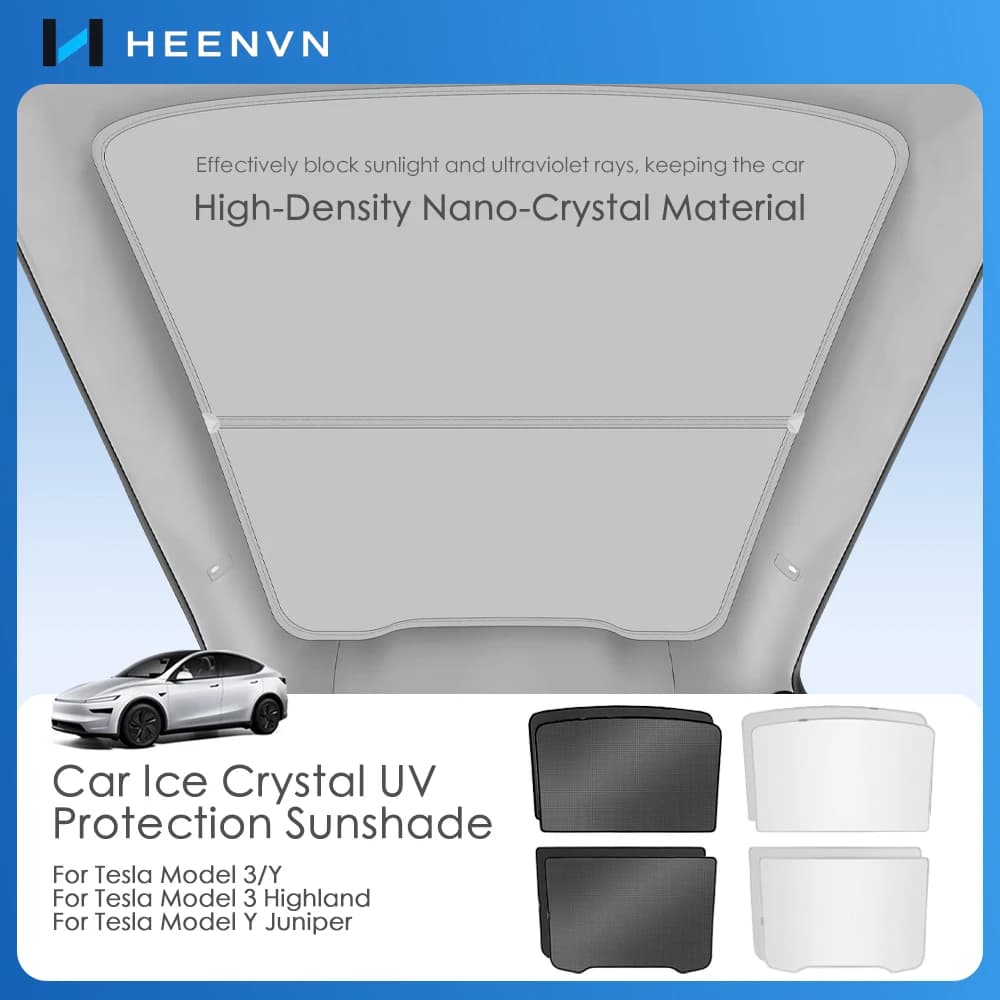For Tesla Model 3/Y Model 3 Highland Model Y Juniper 2025 Ice Cloth Buckle Glass Roof Sunshade Car Front Rear Sunroof Skylight