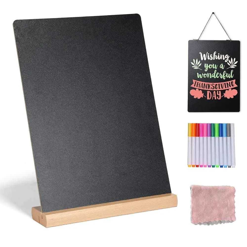 Lavagna da tavolo 11,7x16,5 pollici con base in legno, supporto per lavagna menu, lavagna per messaggi, decorazioni per bar ed eventi speciali, H