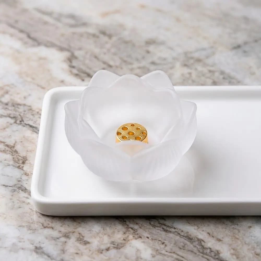 Zen Chinese Style Lotus Incense Burner Crystal Glass 9 Hole Lotus Censer Holder Creative Incense Stick Burner Zen Space