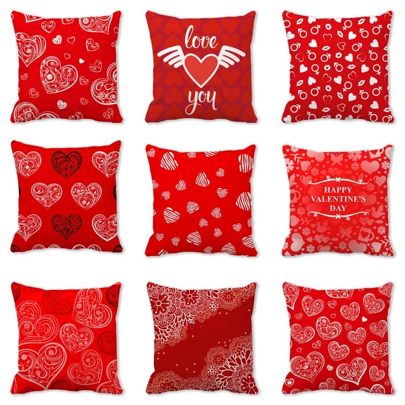 Love Wings Valentine's Day Digital printing short plush pillow covers for car sofa office cushion cover home goods 45x45cm