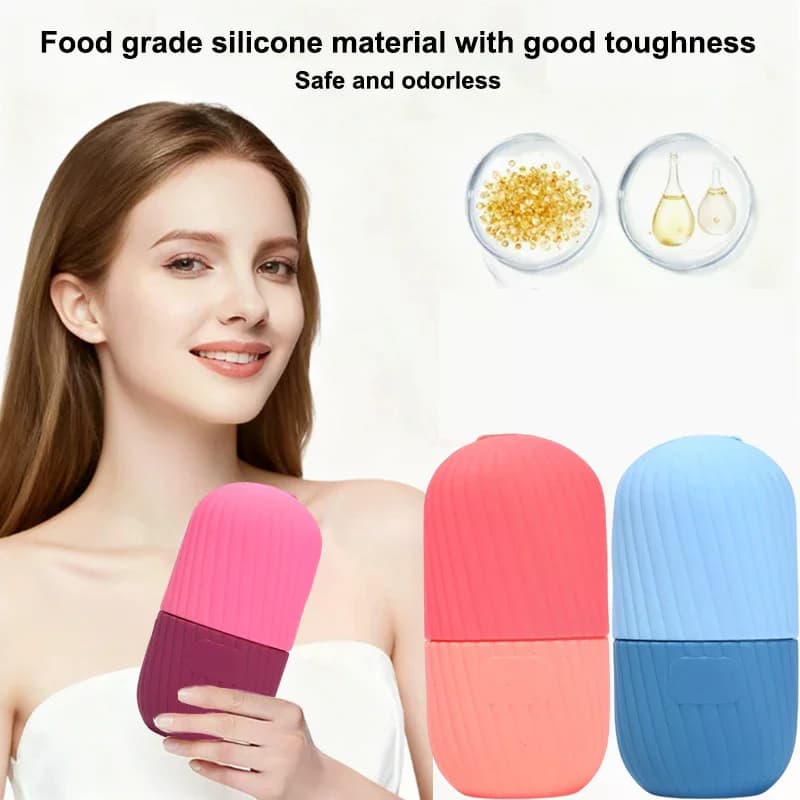 Rullo per il viso in silicone rinfrescante, massaggiatore in silicone, stampo per sfere di ghiaccio per lifting, strumento per la cura della pelle del viso e degli occhi