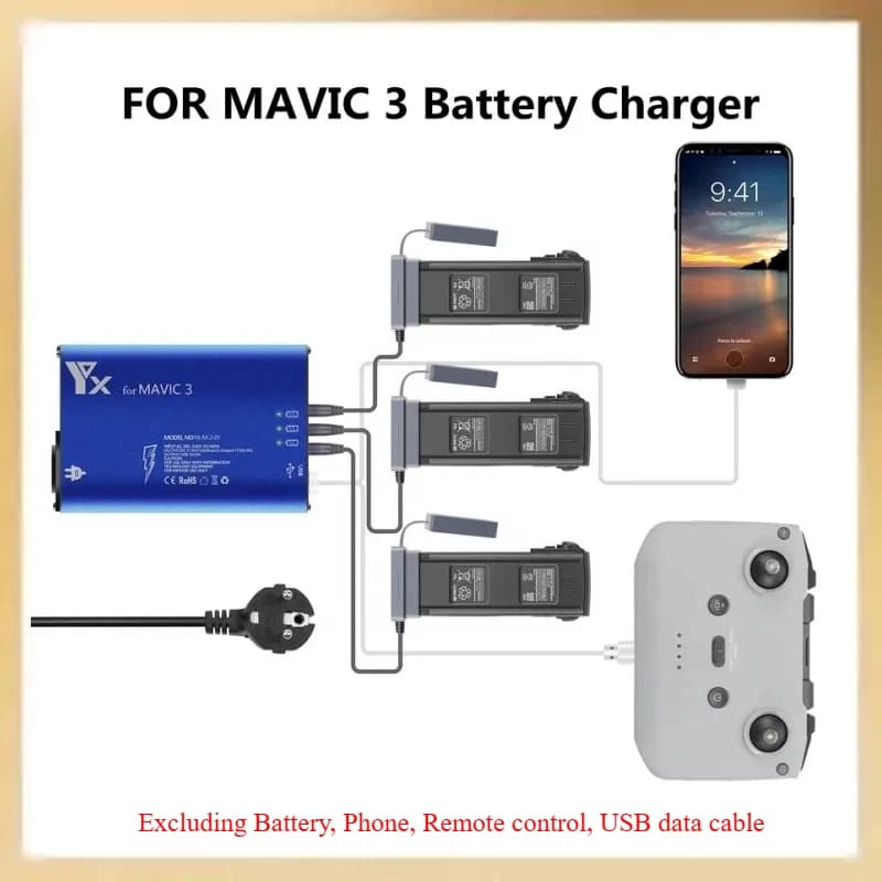 Battery Charger Hub 5in1 Charging Hub for DJI Mavic 3 Drone Controller/Battery/Smart Phone Charger Drone Accessories