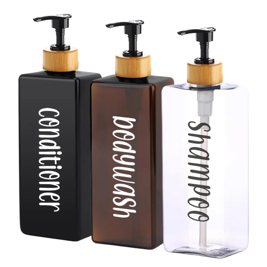 Bottiglie di shampoo balsamo da 500 ml Dispenser con pompa Vuote riutilizzabili per il lavaggio del corpo Contenitori per lozioni gel doccia Etichetta impermeabile