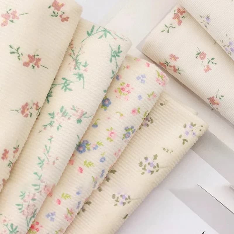 150x50cm Thickened Small Floral Printed Corduroy Fabric Making Dresses, Children's Clothing, Handmade DIY Clothing Fabrics