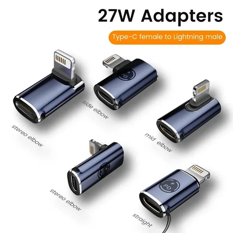 Adattatore USB Type C a Lightning a 90 Gradi, PD 27W, da Lightning Maschio a USB C per Connettore iPhone iPad