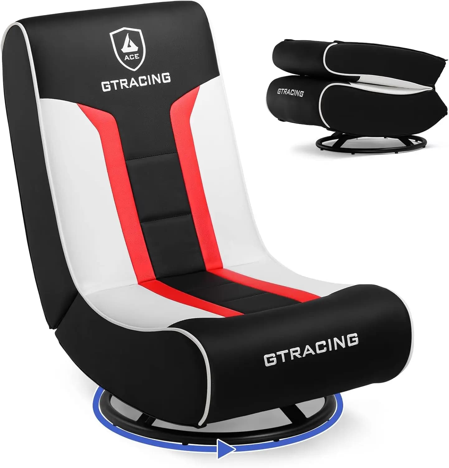 Floor Gaming Chair Foldable Swivel Floor Chairs for Kids Boys Comfy Video Game Seat with 360° Multipurpose for Gamers, Bedroom o
