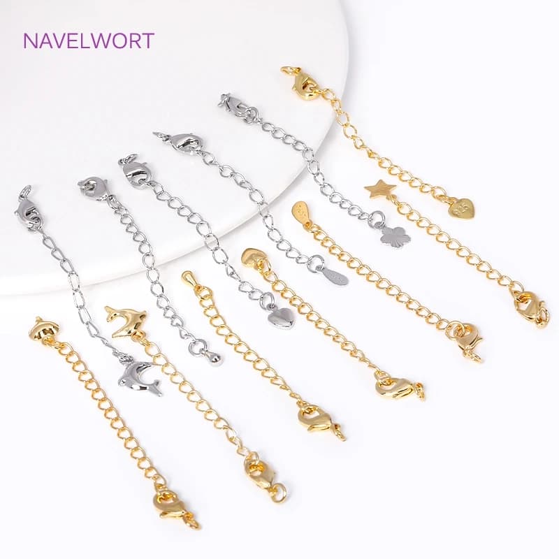 18K Gold Plated With Lobster Clasps End Extension Tail Chain Extension Chain For Jewelry Making DIY Bracelet Necklace Findings