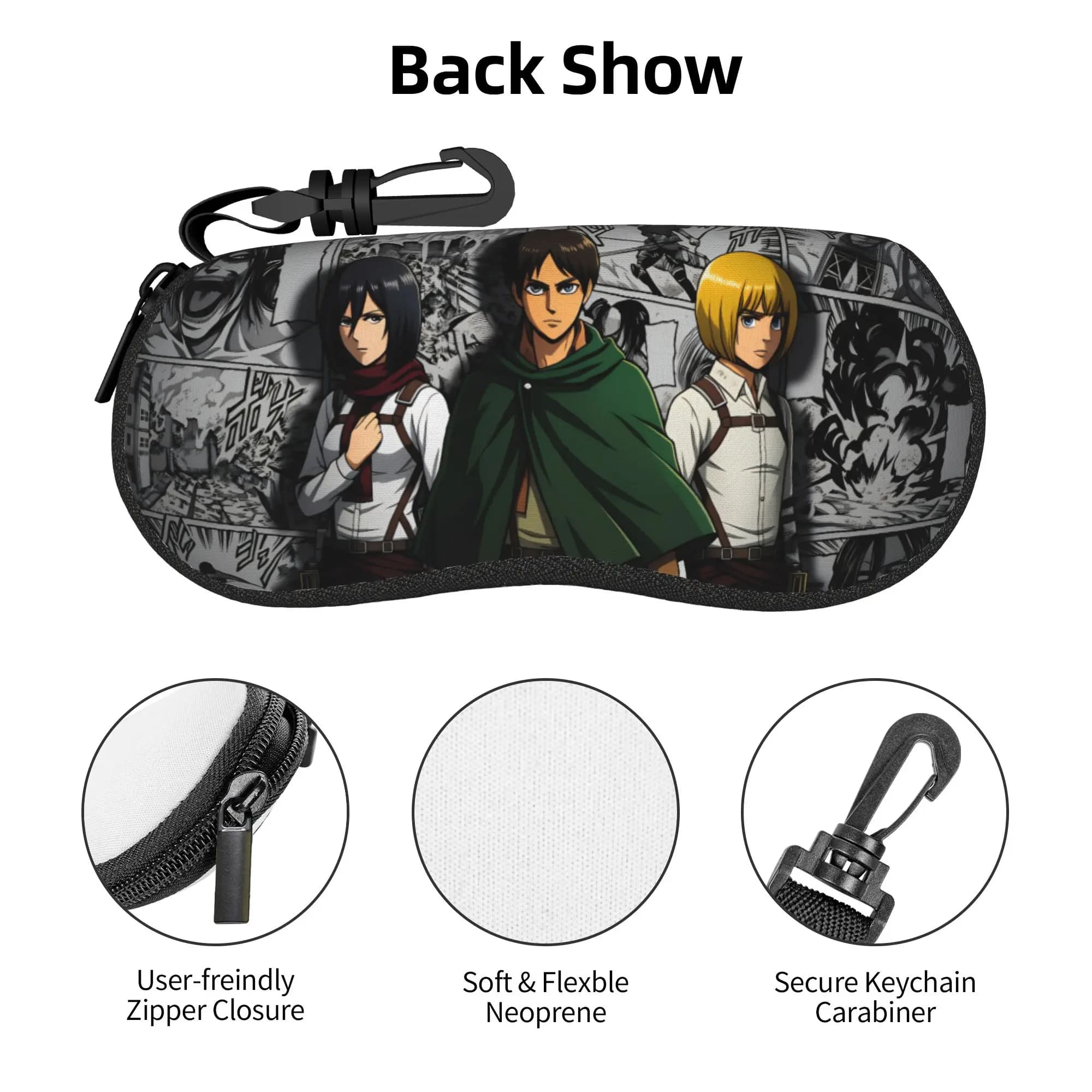 Attack on Titan Eren Yeager Jaeger Shell Eyeglasses Case Women Men Cute Mikasa Ackerman Glasses Case Sunglasses Box Pouch
