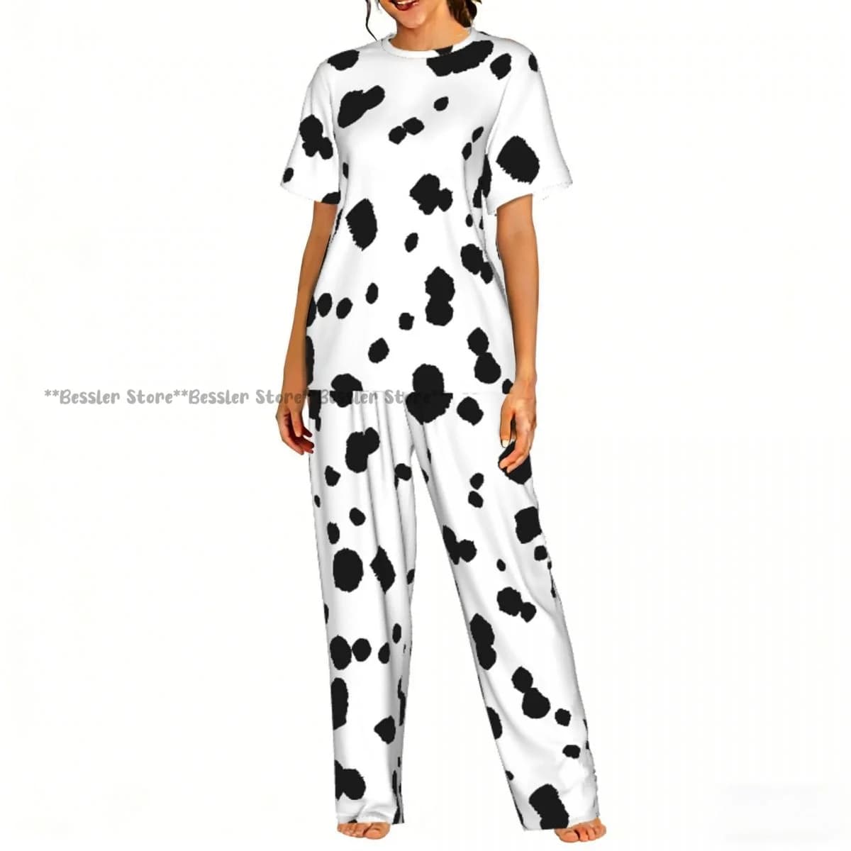 Women's Pijama Set with Motivo Dalmatino, Maniche Corte, 2 Pieces, Home and Relax Clothing