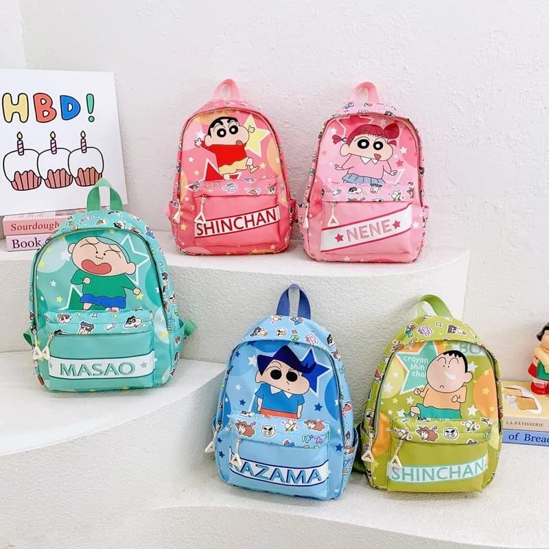 Zaino per la scuola con personaggi dei cartoni animati Crayon Shin-chan, Nohara Shinnosuke, Kazama Toru, con abbinamento colori, regalo per studenti