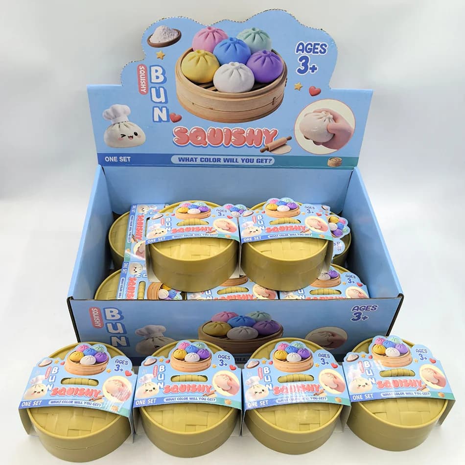12 Palline Antistress a Forma di Raviolo, Giocattolo Sensoriale Fidget, Simulazione Cibo con Mini Vaporiera, Palline Spremibili per Alleviare lo Stress, Giocattolo da Mano