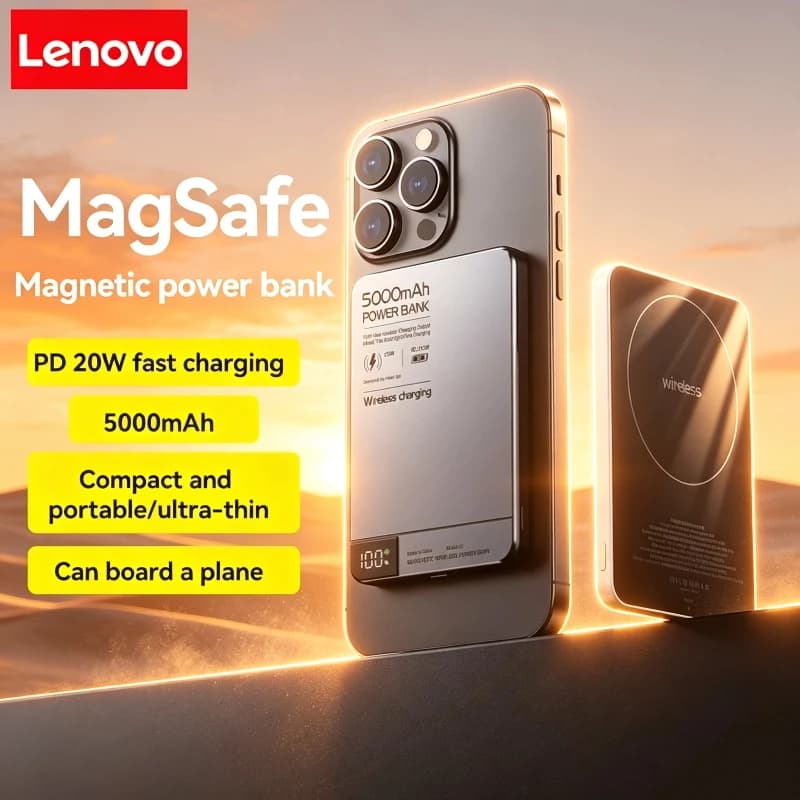 Lenovo UltraCapacity10000mAh Travel Portable Wireless Magnetic Power Bank SuperFast Charging Digital External Battery PowerBank