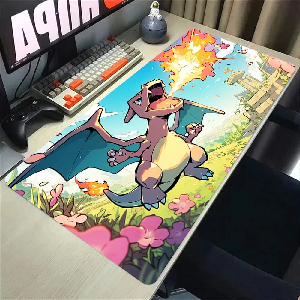 Tappetino per Mouse XXL Personalizzato P-pokemonS, Tappetino da Scrivania con Cartoni Animati, Tappeto da Ufficio, Tappetino per Mouse in Gomma Naturale per Gamer