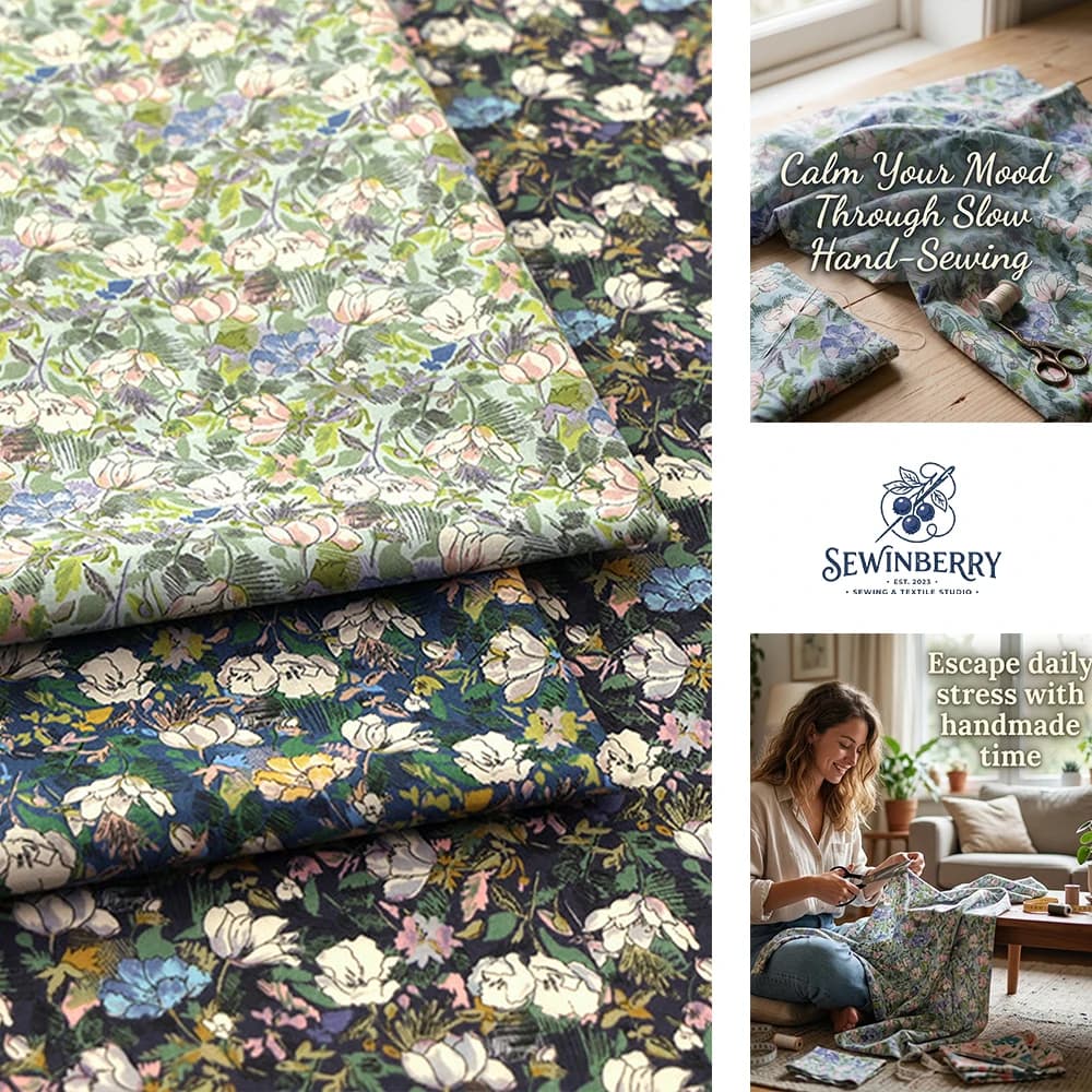Pastoral Floral Printed Cotton Fabric Stress-Relief DIY Sewing Material For Dress Skirt And Patchwork Handmade Craft
