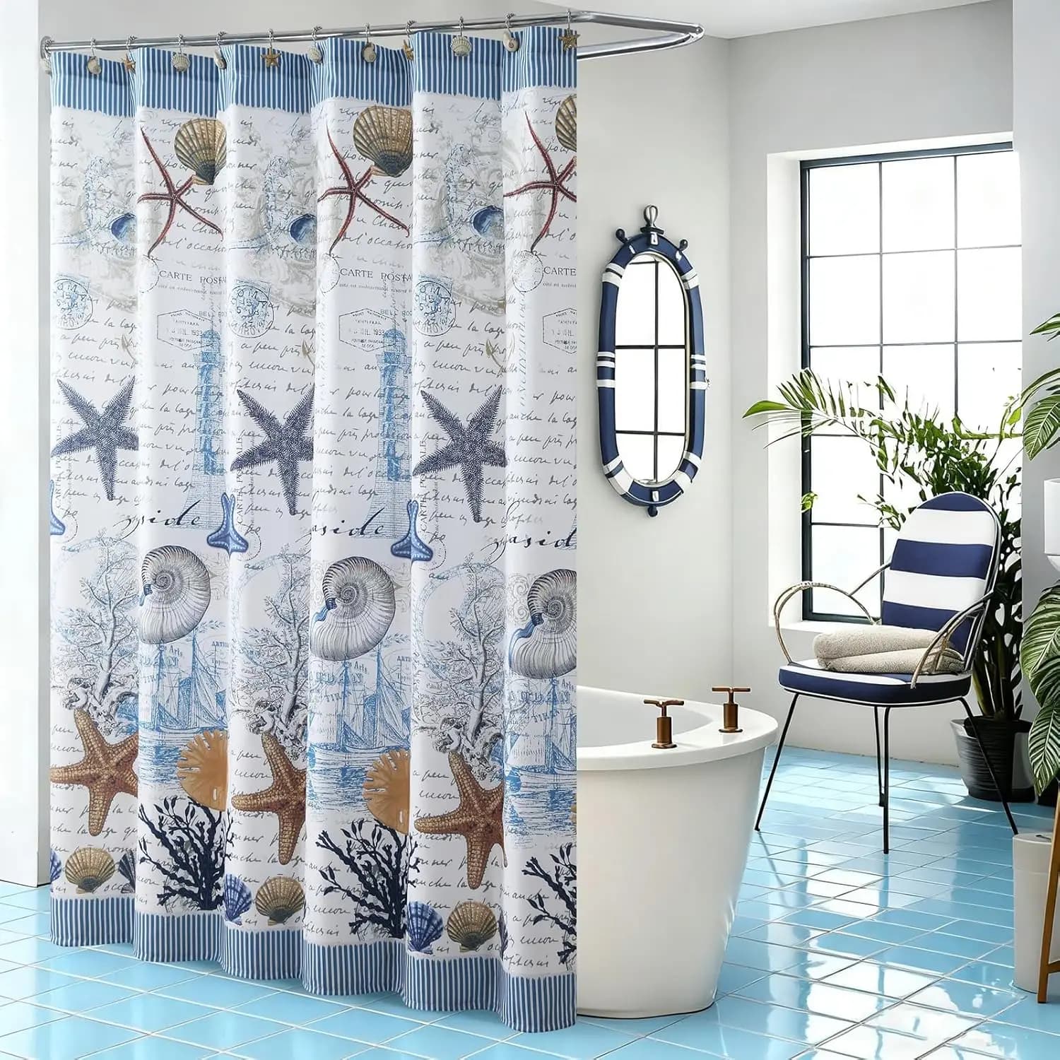 Tenda da doccia floreale colorata su sfondo nero con stampa botanica audace per l'arredamento del bagno