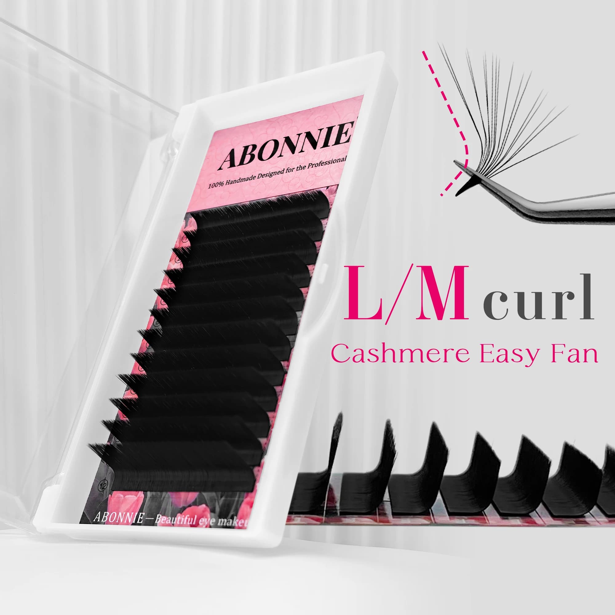Abonnie ML Curl Auto Fanning Estensioni ciglia in cashmere Ciglia facili a ventaglio Mega Volume Lash Vassoio False Cilios