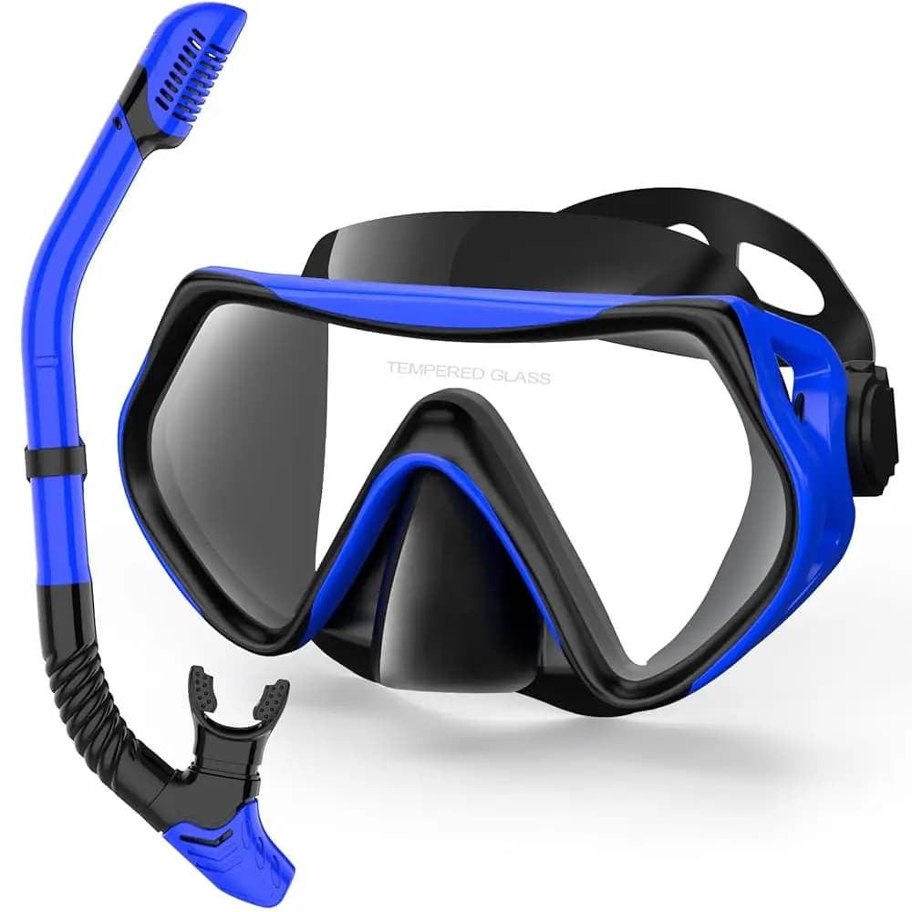 Attrezzatura per snorkeling per adulti, set snorkel Dry-Top, maschera per immersioni subacquee, 180 ° Maschera Subacquea Professionale Panoramica a Visione Ampia per Snorkeling