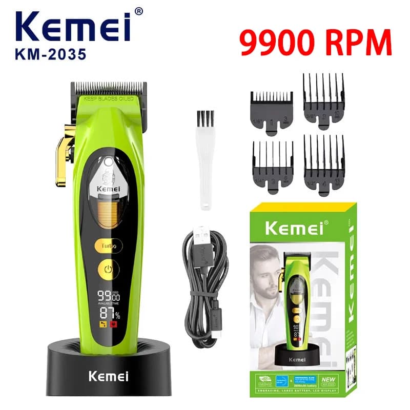 Kemei KM-2035 9900 RPM Haircuts Barbiere Trimmer Professional Battery Razor with magnetic motor for man Hair cutting machine