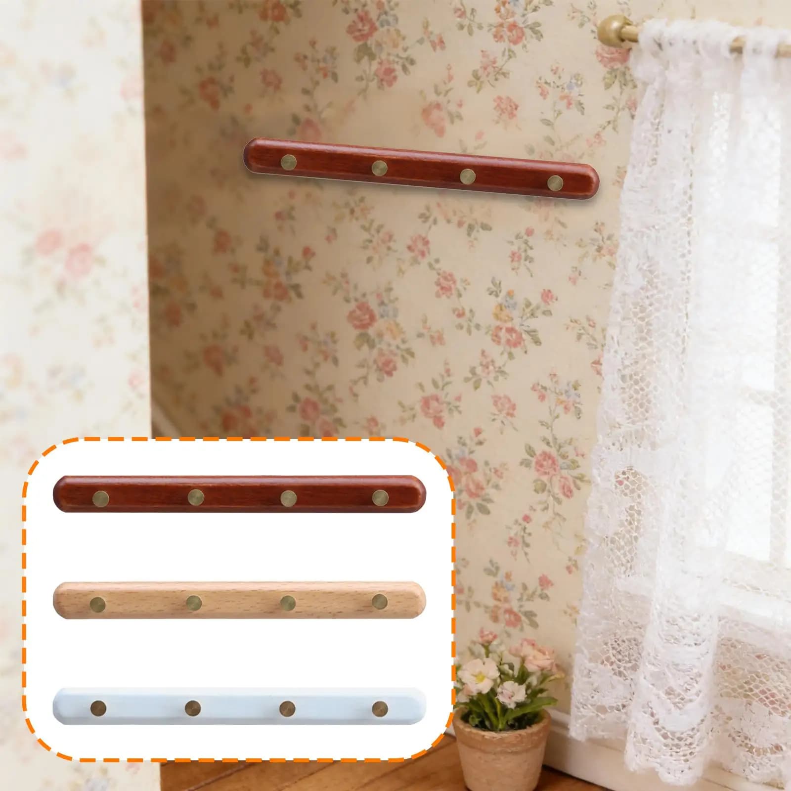 Appendiabiti in Legno Realistico Stile Europeo, Mini Appendiabiti e Porta Cappelli per Arredamento Soggiorno e Bagno