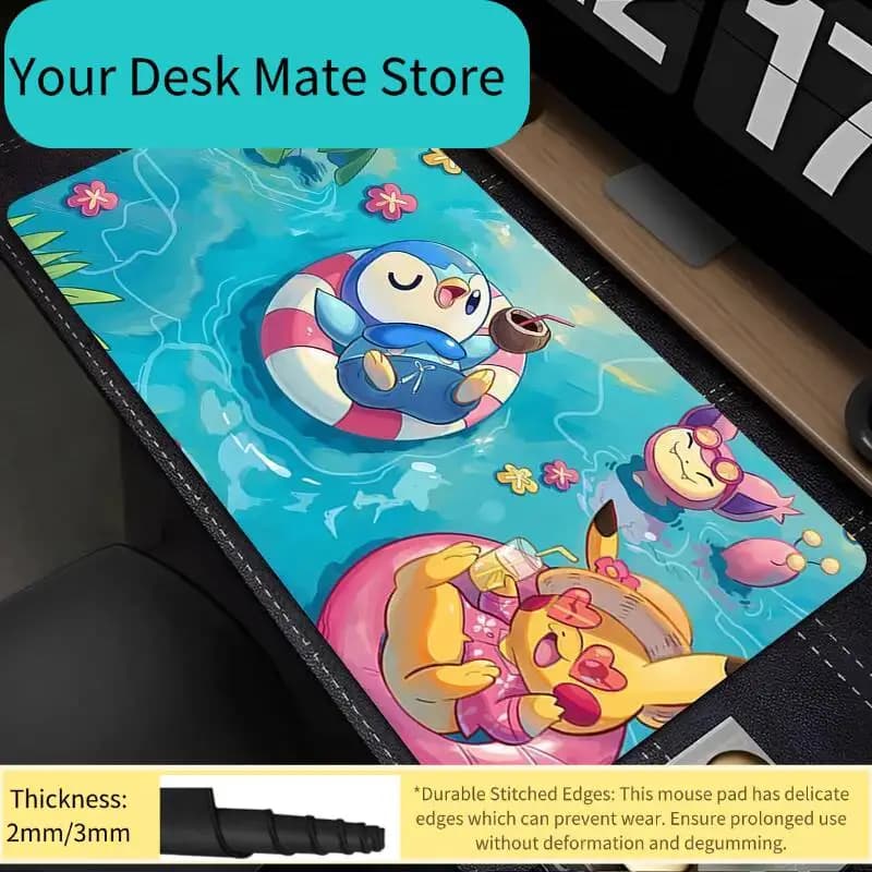 Tappetino per Mouse da Ufficio e Gaming, Design P-pokemonS, Antiscivolo in Gomma, Tappetino Esteso per Tastiera e Mouse