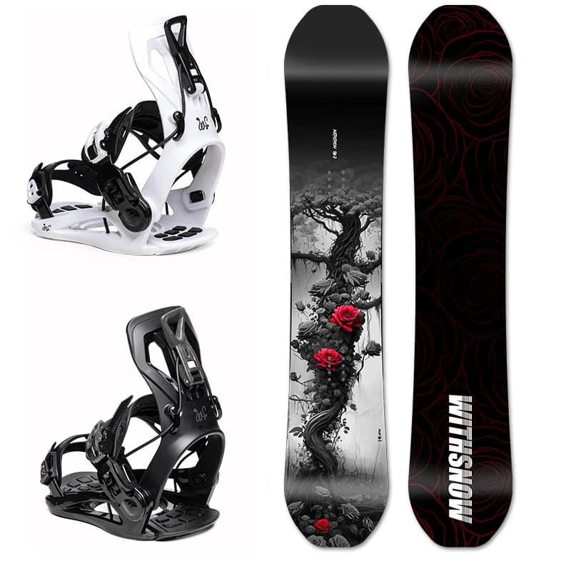 Set di Attrezzatura da Sci a Due Pezzi per Uomo e Donna, Snowboard Piatto per Adulti, Attrezzatura da Sci All-Round per Sport Invernali, in Legno
