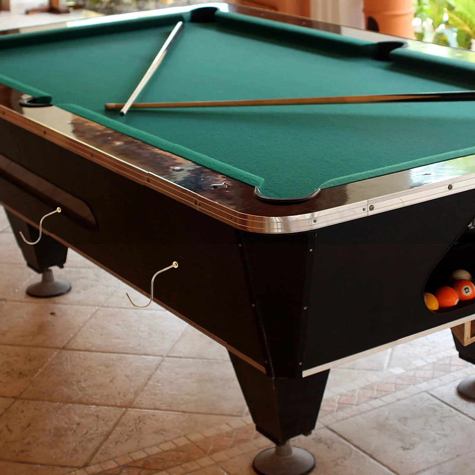 2 Pezzi Ganci per Stecche da Biliardo in Ferro, Supporto Multifunzione per Tavolo da Biliardo, Gancio Porta Palle da Snooker, Accessorio per Tavolo da Biliardo