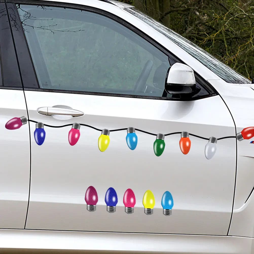 1Set Magnetic Light Bulb Reflective Stickers Honeycomb Technology Night Visibility Refrigerator Garage Door Christmas