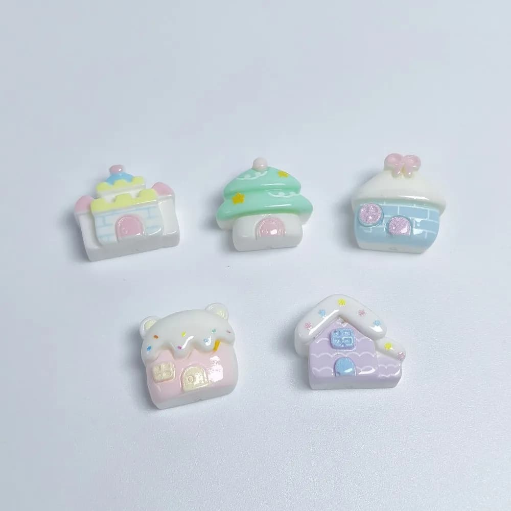 Kawaii Pastel House Resin Decor Charms Cute Pendants Jewelry Making DIY Keychain Necklace Handmade Craft Supplies