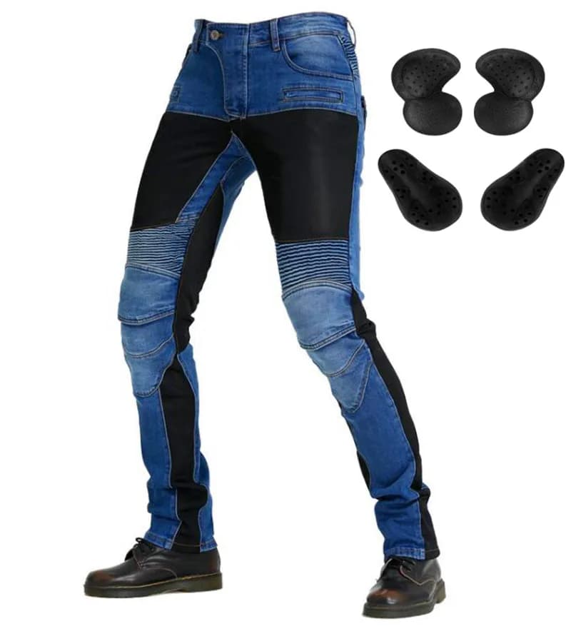 Pantaloni da moto da uomo Jeans da moto in aramide Equipaggiamento protettivo Equitazione Touring Pantaloni da moto neri Jeans da motocross per il tempo libero