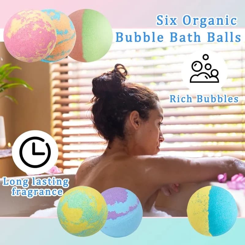Set da 6 Bombe da Bagno Organiche Naturali, Mini Bombe Spa per Piedi Fatte a Mano, Ricche di Oli Essenziali, Idratanti per Pelle Secca, Profumo Rilassante