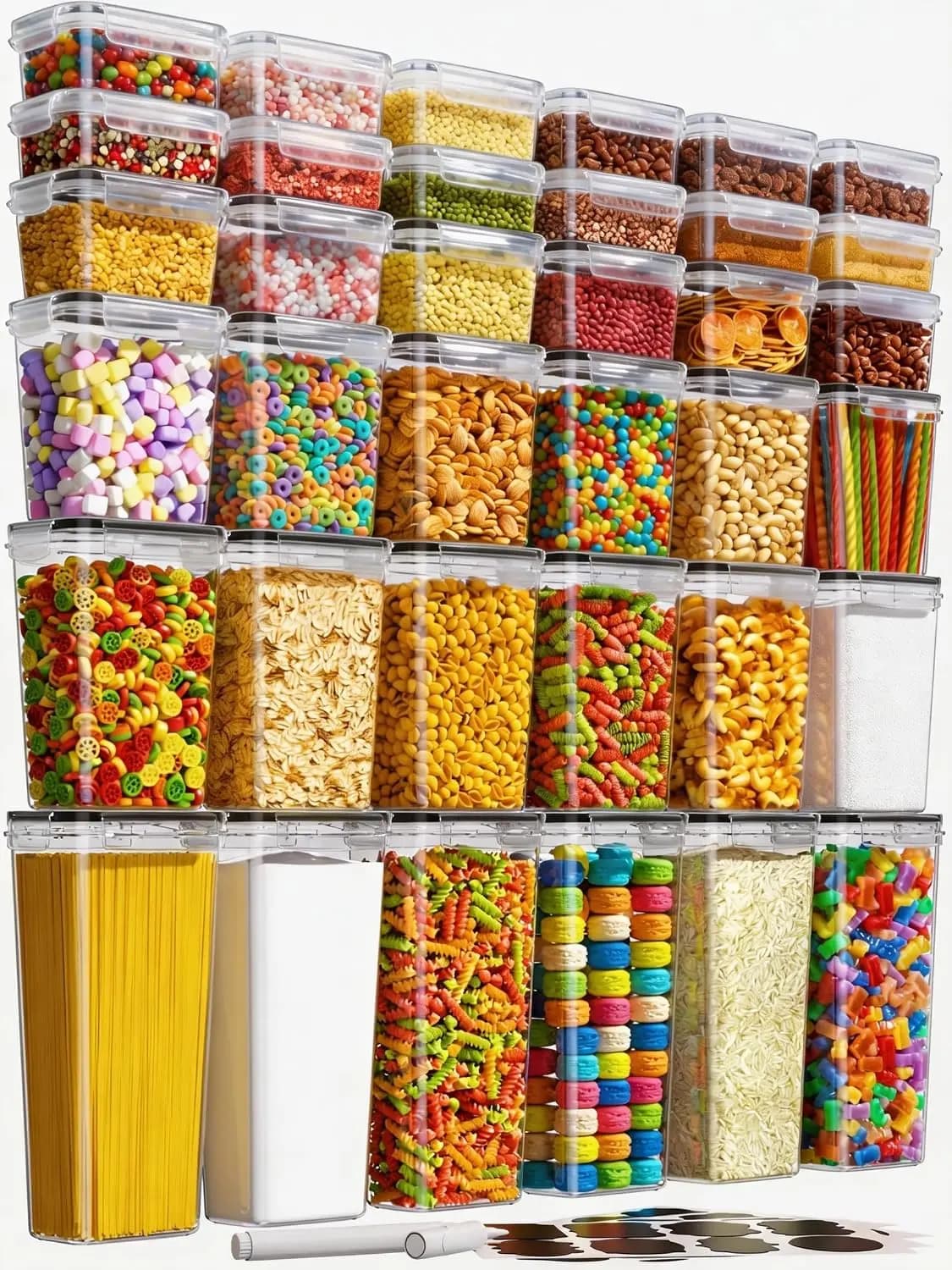 36 Pcs Airtight Food Storage Containers with Lids, BPA-Free Plastic Canisters for Pantry Organization, Include Labels & Marker