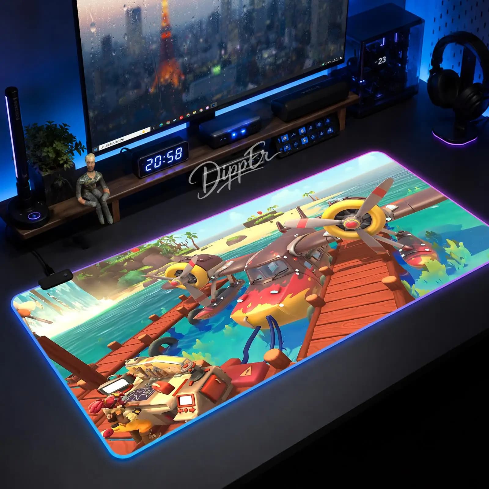Game Fantasy Life I Mouse Pad Large Size LED Glowing Table Pad XXL Gaming Non-slip Rubber Mat With Backlight