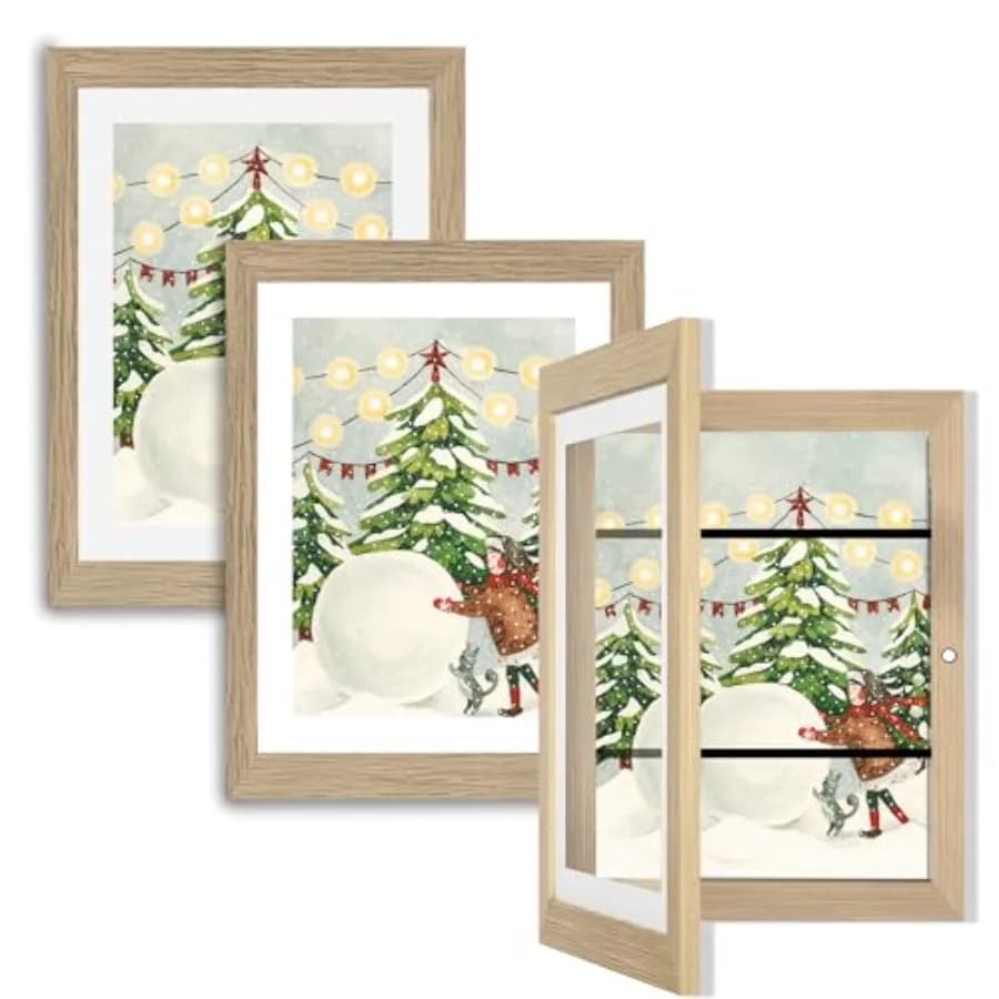 Set di 3 Cornici per Arte, Espositore per Opere d'Arte Intercambiabili, Apertura Frontale, Contiene 11,8X8,5 100 A4 Pcs, Contenitore per Opere d'Arte per Casa e Ufficio